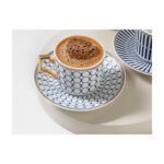 English Home Rabecca Porselen Kahve Fincan Takımı Lacivert 2'li 90 ml