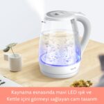 Deerma DEM-SH30W 1,7 Lt Mavi Işıklı Cam Kettle & Su Isıtıcı - Görsel 3