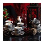 Porsima Yx-04 Aldon 6 Kişilik Porselen Kahve Fincan Takımı - Puantiyeli Kahve Fincan Seti - Görsel 2