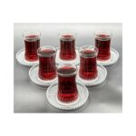 Paşabahçe Elysia Çay Bardağı Çay Takımı Seti 12 Parça -Riva Çay Tabaklı-6 Kişilik Elysıa Çay Seti Riva Çay