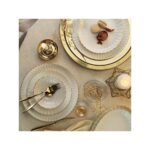 Kütahya Porselen Bone Luz-Form 52 Parça Yemek Takımı Altın File