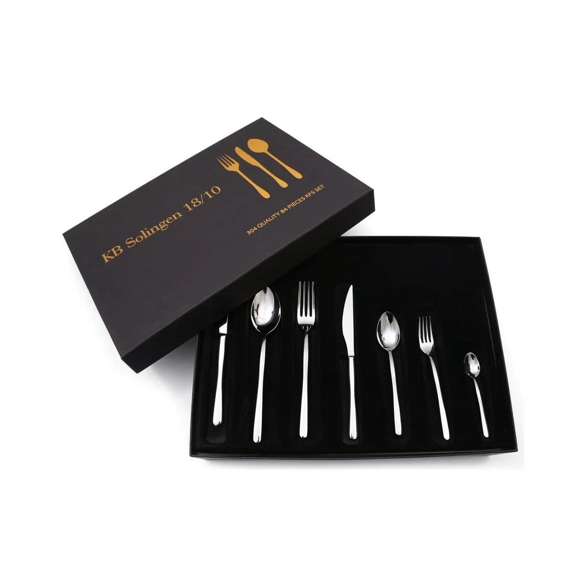 110000432454712.jpg Kb Solingen 84 Parça DOVE Çatal Kaşık Bıçak Seti 4mm 18/10 - Görsel 1