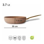 Öncü 30 cm Cam Kapaklı Granit Düz Tava Altın Renk Kulplu - Görsel 3