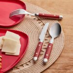 Karaca Alina 18 Parça 6 Kişilik Tatlı Çatal Kaşık Bıçak Takımı Kırmızı - Görsel 2