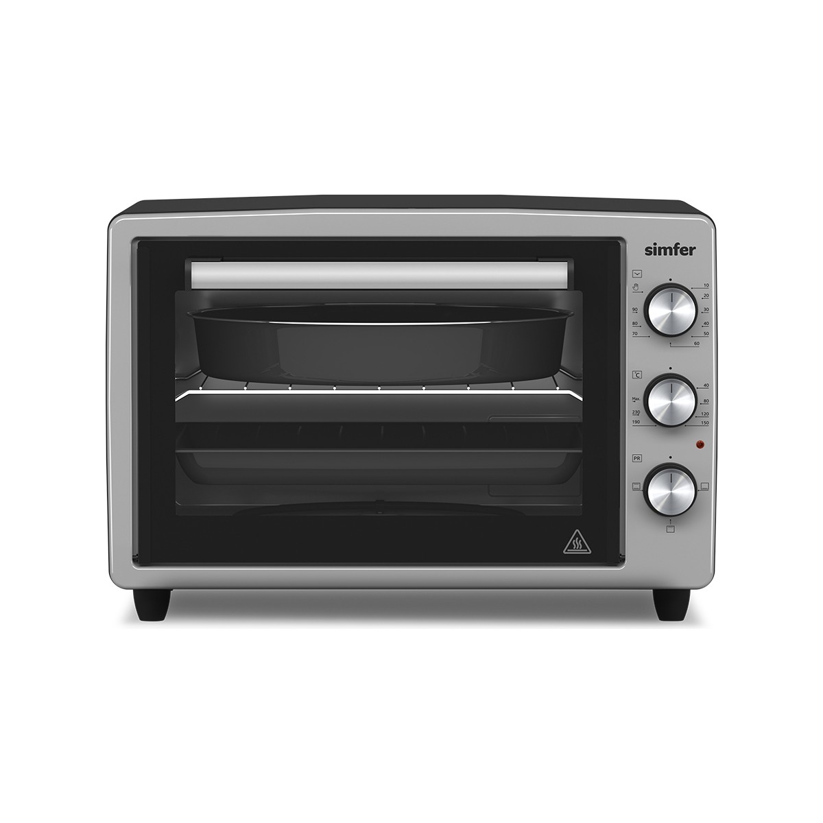 110000444016792.jpg Simfer Midi Fırın 34 lt Inox 4 Fonksiyon Statik Pişirme Termostatlı Isı Kontrol Mekanik Zamanlayıcı - Görsel 1