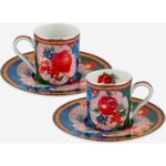 Chiara Alessi La Vita E Bella Duo Mavi Yeşil Porselen Kahve Fincan Seti 120 ml