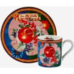 Chiara Alessi La Vita E Bella Duo Mavi Yeşil Porselen Kahve Fincan Seti 120 ml - Görsel 2