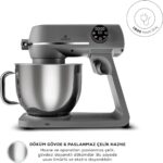 Karaca Multichef Artisan Digital Ekran 7 Litre Döküm Stand Mikser Antrasit 1800W - Görsel 2