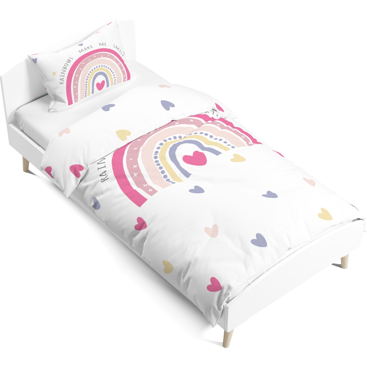 110000448549167.jpg Pusula Home Gökkuşağı Çift Tarafı Dijital Baskılı Tek Kişilik Nevresim Takımı | Çocuk Nevresim Takımı |çarşafsız - Görsel 1