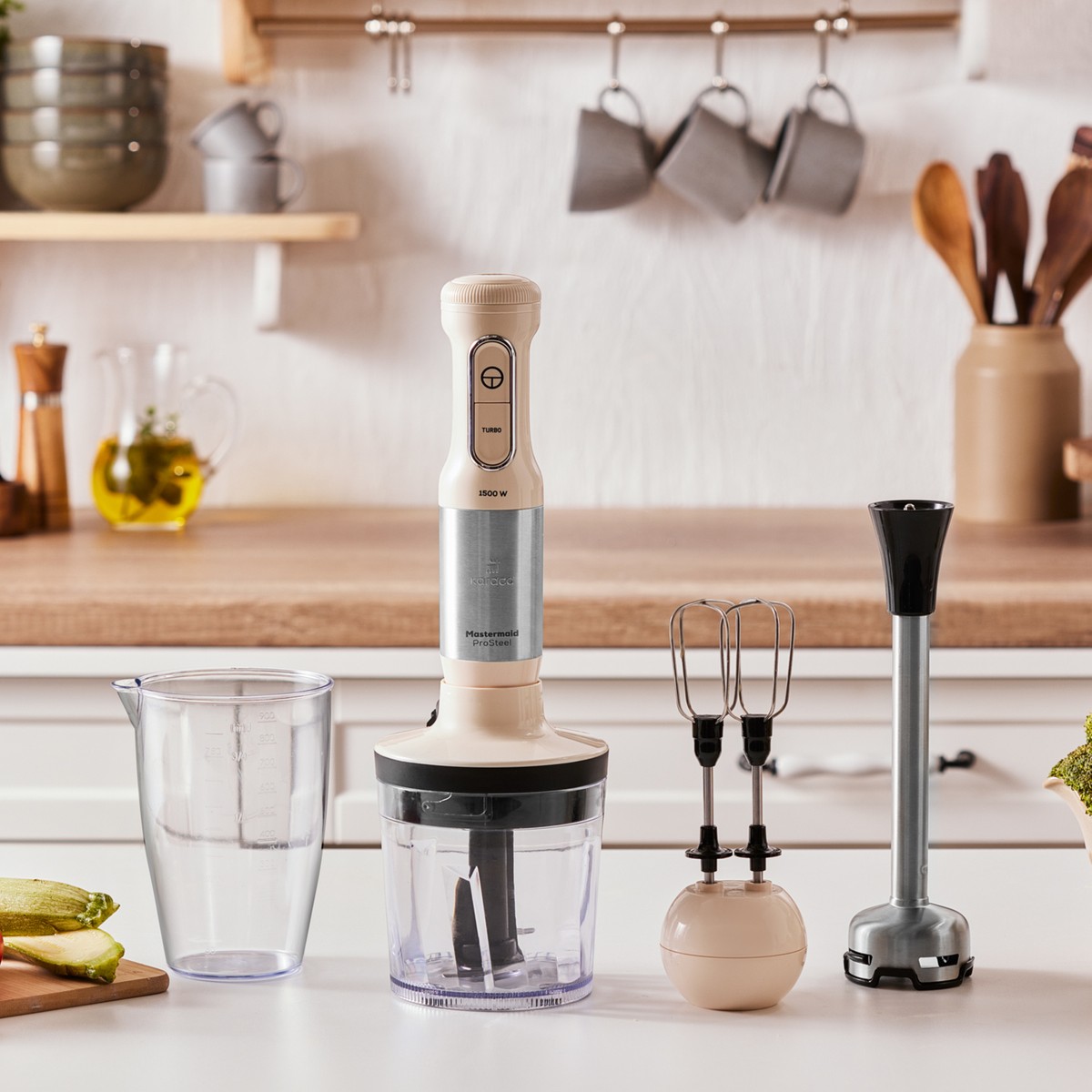 110000454511939.jpg Karaca Mastermaid Prosteel 1500W Blender Seti Soft Cream-Inox - Görsel 1