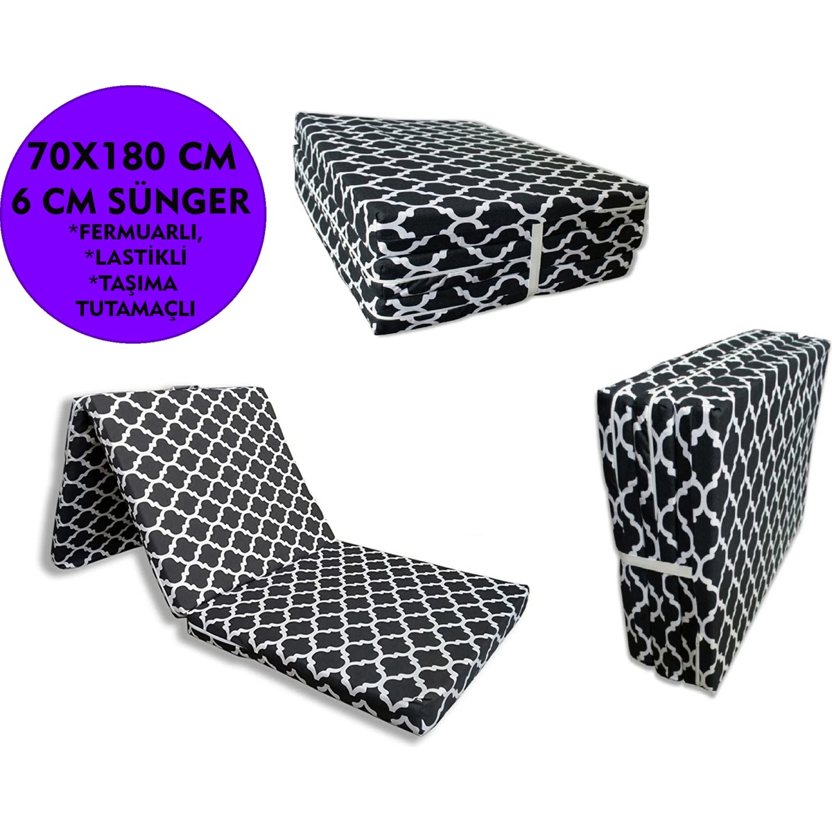 110000454628678.jpg Nelson Katlanır Süngerli Mınder 70 x 180 x 6 cm Büyük Karaçatı Minder Fermuarlı - Görsel 1