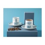 English Home Happy Sunday Porselen 2'li Kahve Fincan Takımı 80 ml Lacivert