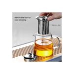 Morponi Borosilikat Cam Çelik Süzgeçli ve Kapaklı Oval Tasarım Çay & Kahve Demliği 750 ml - Görsel 4