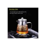 Morponi Borosilikat Cam Çelik Süzgeçli ve Kapaklı Oval Tasarım Çay & Kahve Demliği 750 ml - Görsel 5