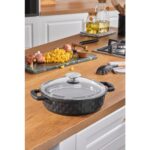 Taç Bella Cam Kapak Döküm Basık Tencere 28 cm - Görsel 2