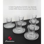 Paşabahçe Elysia 6 Adet Çay Bardağı + 6 Adet Riva Elysia Uyumlu Çay Tabağı