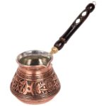 Dmt Copper Home 4 Kişilik Bakır El Ağır İşlemeli Sedef Kulplu Türk Kahve Cezvesi Kalay Kaplama