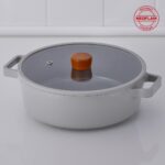 Neoflam Fika Cam Kapaklı Alüminyum Gri Döküm Sığ Tencere 30 cm D-NEOG230L - Görsel 2