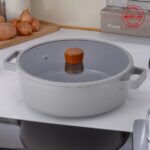 Neoflam Fika Cam Kapaklı Alüminyum Gri Döküm Sığ Tencere 30 cm D-NEOG230L - Görsel 3