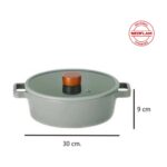 Neoflam Fika Cam Kapaklı Alüminyum Gri Döküm Sığ Tencere 30 cm D-NEOG230L - Görsel 4
