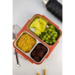 Digithome Bölmeli Çelik Hazneli Yemek Kabı Turuncu 25 cm - Görsel 3