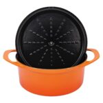 Pot Art Fonksiyonel Kapaklı Peach Turuncu Derin Döküm Tencere 24 cm - Görsel 2