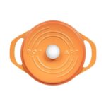 Pot Art Fonksiyonel Kapaklı Peach Turuncu Derin Döküm Tencere 24 cm - Görsel 5