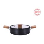 Neoflam Bien Black Indüksiyonlu 24 cm Sığ Tencere, Akasya Ağacı Sap ve Kulplu