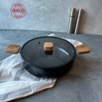 Neoflam Bien Black Indüksiyonlu 24 cm Sığ Tencere, Akasya Ağacı Sap ve Kulplu - Görsel 2