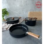 Neoflam Bien Black 5 Parça İndüksiyonlu Tencere Tava Seti Akasya Ağacı Sap ve Kulplu - Görsel 2