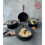 Neoflam Bien Black 7 Parça İndüksiyonlu Tencere Tava Seti Akasya Ağacı Sap ve Kulplu - Görsel 2