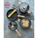 Neoflam Bien Black 7 Parça İndüksiyonlu Tencere Tava Seti Akasya Ağacı Sap ve Kulplu - Görsel 5