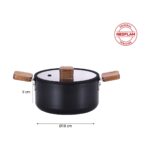 Neoflam Bien Black Indüksiyonlu 18 cm Tencere, Akasya Ağacı Sap ve Kulplu - Görsel 3