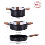 Neoflam Bien Black 5 Parça İndüksiyonlu Tencere Tava Seti Akasya Ağacı Sap ve Kulplu - Görsel 3