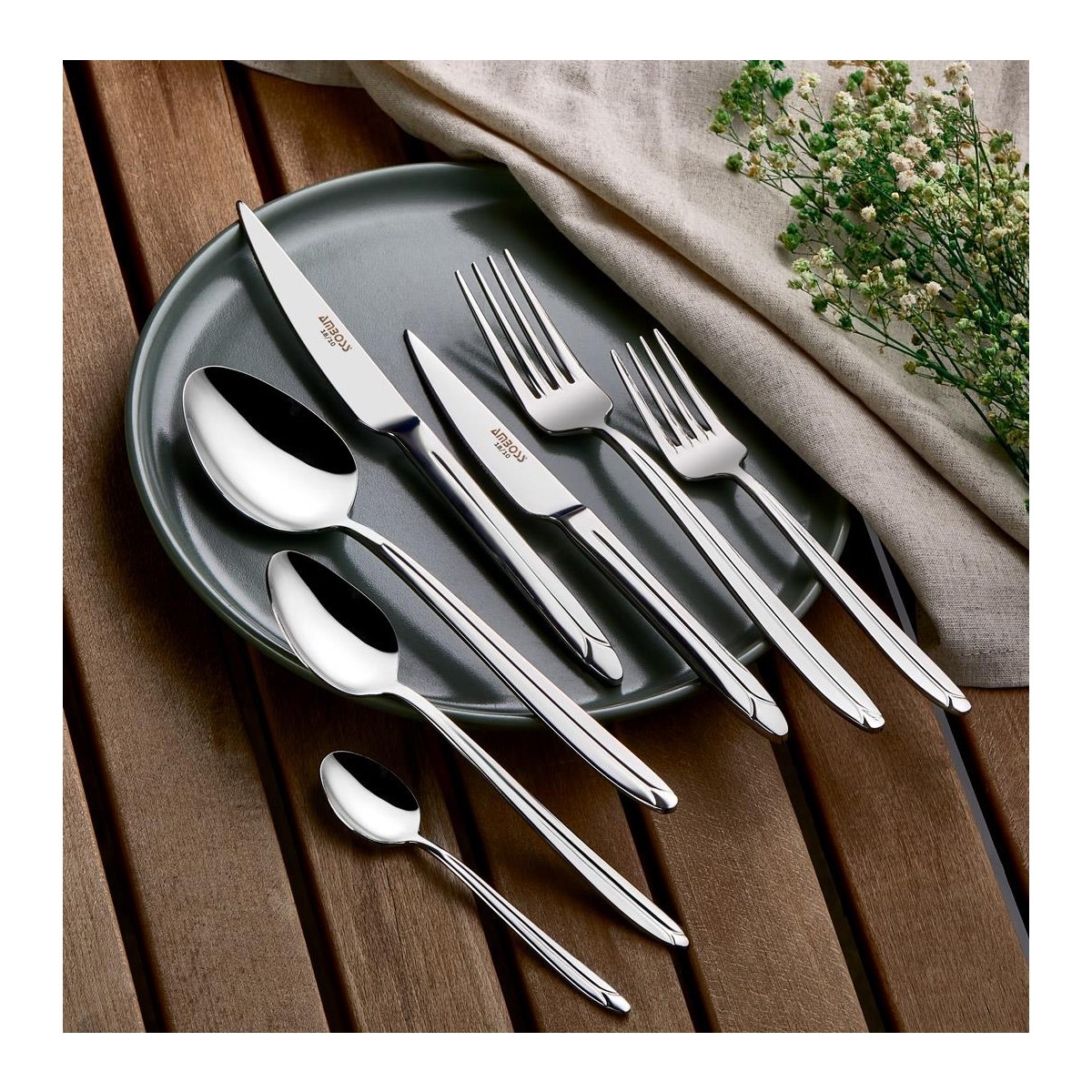 110000502309556.jpg Amboss Lityum 84 Parça Çatal Kaşık Bıçak Seti Kutulu - Görsel 1