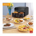Groove Max Plus Xxl 1800W (4lt+4lt) 8lt Çift Hazneli Smart Airfryer Air Fryer Yağsız Sıcak Hava Fritözü Siyah - Görsel 5