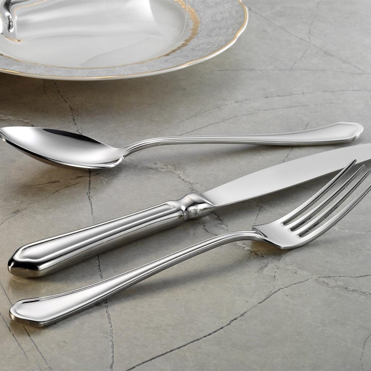 110000528840098.jpg Lugga Mira 6 Kişilik Tatlı Çatal Kaşık Bıçak Takımı 18 Parça - Görsel 1