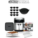 Arztech Airfryer 6.5 Lt XXL Kapasite Yağsız Pişirme Çıkarılabilir Yapışmaz Hazne ve Dokunmatik Isı Kontrolü