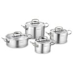 Korkmaz Proline 8 Parça Inox Derin Tencere Seti 18/10 Paslanmaz Çelik 16-20-24 cm İndüksiyon ve Fırın Kullanımına Uygun