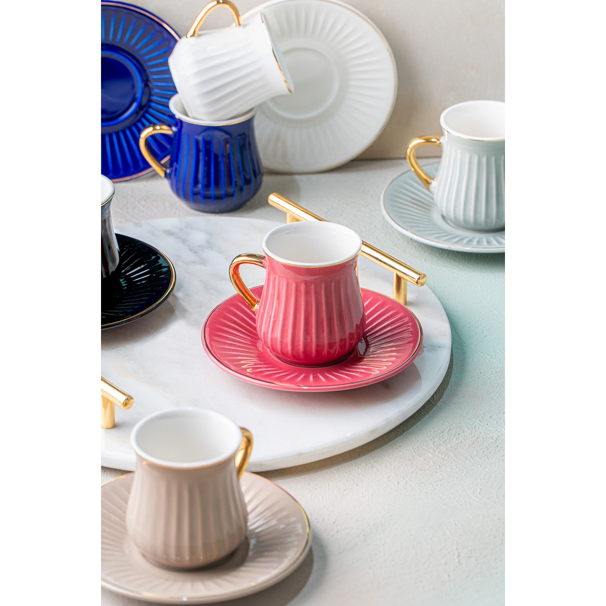 110000546775214.jpg Acar Lena Desenli Porselen Kahve Fincanı Seti - 12 Parça, 6 Adet - Görsel 1