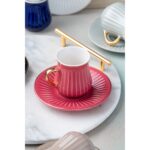 Acar Lena Desenli Porselen Kahve Fincanı Seti - 12 Parça, 6 Adet - Görsel 3