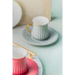 Acar Lena Desenli Porselen Kahve Fincanı Seti - 12 Parça, 6 Adet - Görsel 4