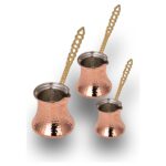 Cobper Premium Collection Köz Bakır Cezve 3'lü Büyük Takım