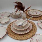 Arna Porselen Karamel 16 Parça 4 Kişilik Yemek Takımı - Desenli