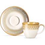 Madame Coco Antique 6'lı Kahve Fincan Seti Krem Toprak Porselen Zarif Tasarım 6 Parça - Görsel 2