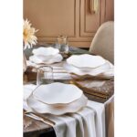 Güral Porselen 24 Parça 6 Kişilik Beyaz Sade Tasarım Porselen Yemek Takımı