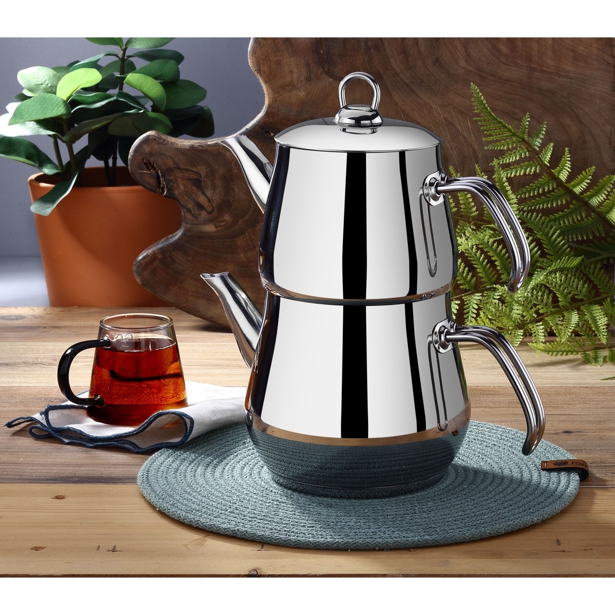 110000551243667.jpg YUNUSOĞLU HOME Aletta Büyük Boy Çelik Çaydanlık Metal Kulp Aile Boy (Kendinden Süzgeçli) Çelik - Görsel 1
