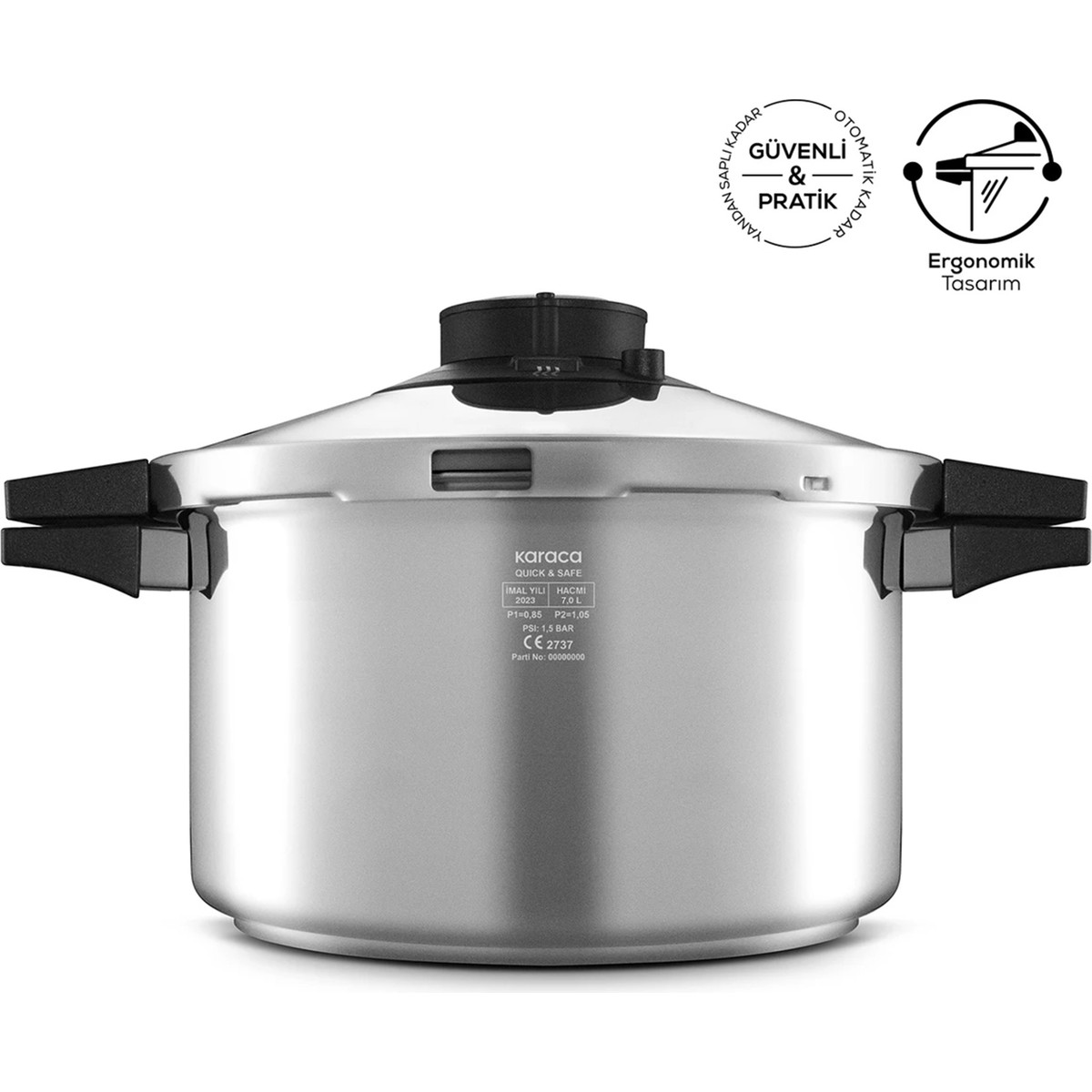 110000551390825.jpg Karaca Quick And Safe Indüksiyon Tabanlı Düdüklü Tencere 7 Litre - Görsel 1