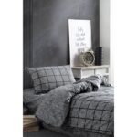 Casa Carina Ranforce Tek Kişilik Lastikli Çarşaflı Nevresim Takımı Kare Siyah - Görsel 4