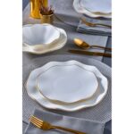 Güral Porselen 24 Parça 6 Kişilik Beyaz Sade Tasarım Porselen Yemek Takımı - Görsel 3